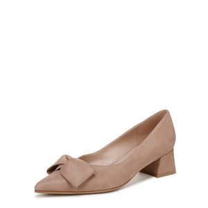Naturalizer Womens Mavis Bow Pointed Toe Block Heel Pump Taupe Suede 7 M